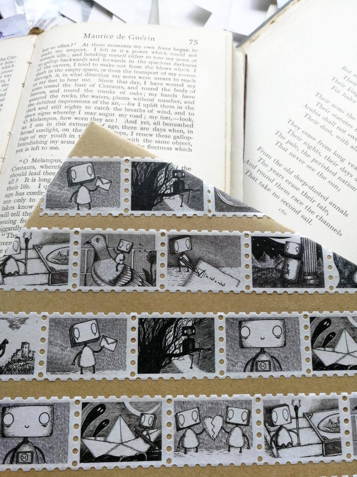 Jon Turner Illustration - Robot Stamps Washi Tape - Landscape Format