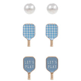Enamel Pickleball Themed Stud Earring Set