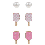 Enamel Pickleball Themed Stud Earring Set