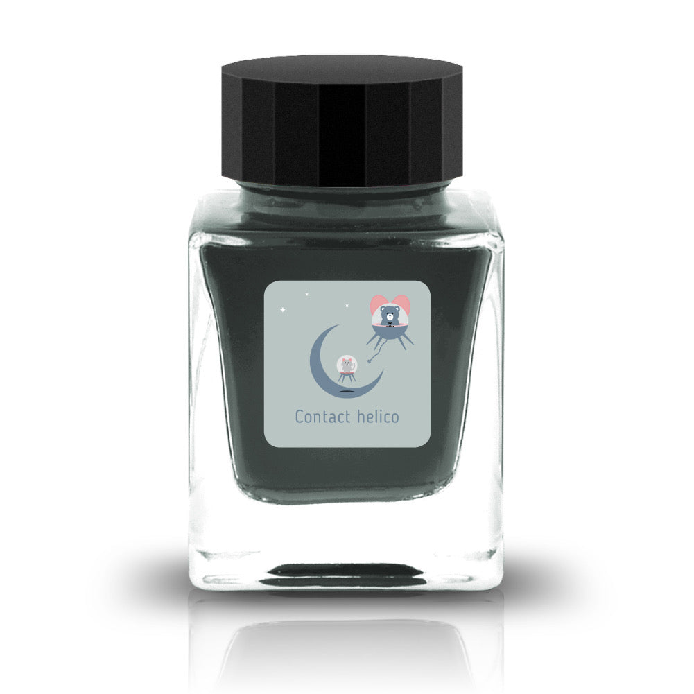 The Three-Year Anniversary Contact Collection features rich, vibrant colors with a smooth writing experience and fascinating characteristics such as shimmer and scent. The “Super” inks contain iridescent shimmer particles that shift color with the light, while the scented inks add a sensory twist to your writing. Please note that scented inks may feather when a large amount is applied—using fountain pen–friendly paper is recommended for the best results.