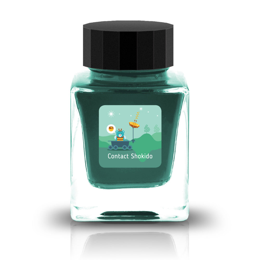 The Three-Year Anniversary Contact Collection features rich, vibrant colors with a smooth writing experience and fascinating characteristics such as shimmer and scent. The “Super” inks contain iridescent shimmer particles that shift color with the light, while the scented inks add a sensory twist to your writing. Please note that scented inks may feather when a large amount is applied—using fountain pen–friendly paper is recommended for the best results.