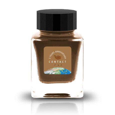 The Three-Year Anniversary Contact Collection features rich, vibrant colors with a smooth writing experience and fascinating characteristics such as shimmer and scent. The “Super” inks contain iridescent shimmer particles that shift color with the light, while the scented inks add a sensory twist to your writing. Please note that scented inks may feather when a large amount is applied—using fountain pen–friendly paper is recommended for the best results.