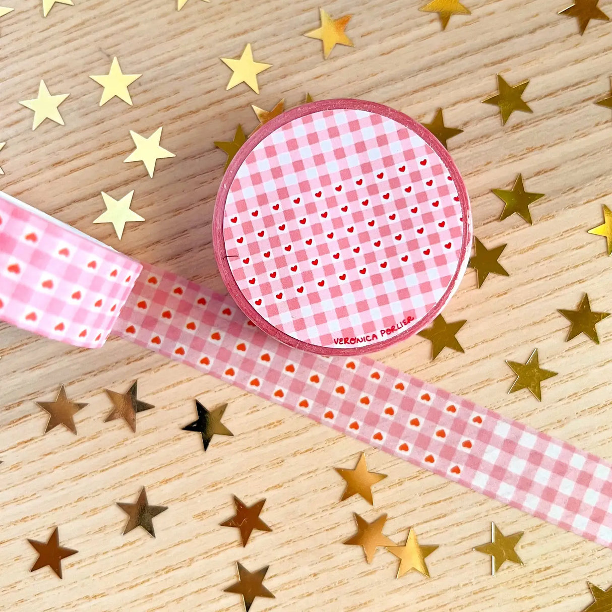 Pink Heart Plaid Washi Tape