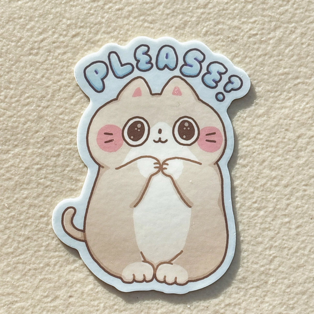StickyRiceCo Vinyl Sticker - Please? Gray Kitty