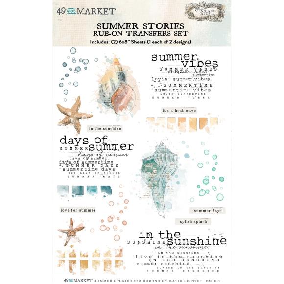 49 And Market Rub-On Transfer Set 6"X8" - Summer Stories