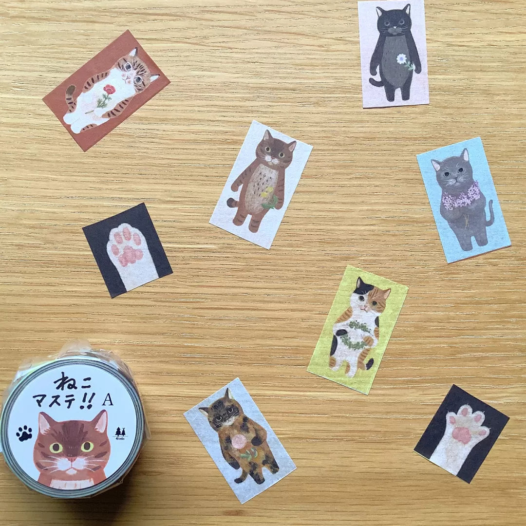 Introducing the first cat in the cat series washi tape by 4legs. This charming washi tape features six adorable cat illustrations paired with playful paw prints, making it a must‑have for cat lovers and stationery fans alike. The color block design lets you use the washi as a full strip or cut it into individual images.

24mm x 7m
Includes 1 roll of washi tape
Made in Japan