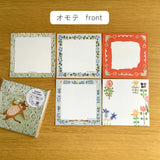 Featuring charming watercolor of a variety of animals&nbsp;from Japanese illustrator 4legs

It is a convenient size that is not too big or too small.&nbsp;Please use it&nbsp;as a communication tool for small thank you and announcements.&nbsp;There are no lines on the front side, so&nbsp;you can use it freely as&nbsp;a shop card or business card&nbsp;with stamps and stickers&nbsp;as well as memos and letters.&nbsp;It is a great gift for people who like paper.&nbsp;The gorgeous and gentle designs&nbsp;will ma