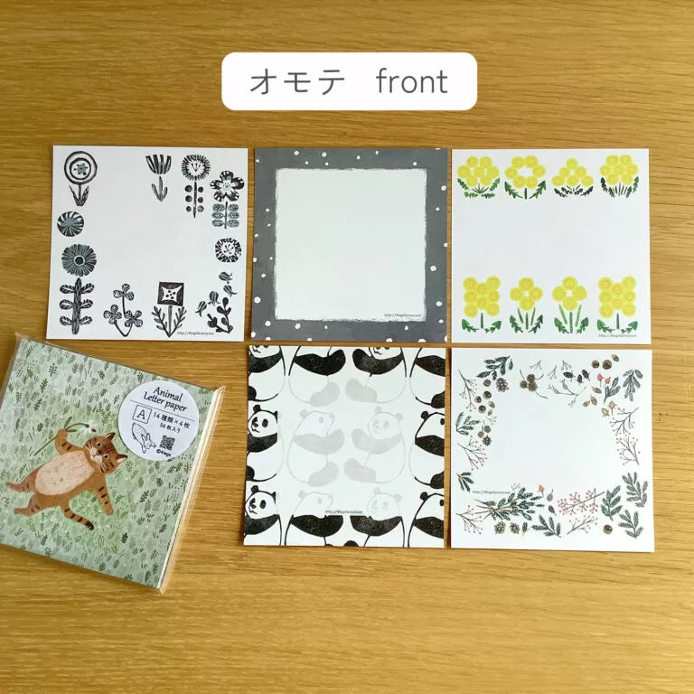 Featuring charming watercolor of a variety of animals&nbsp;from Japanese illustrator 4legs

It is a convenient size that is not too big or too small.&nbsp;Please use it&nbsp;as a communication tool for small thank you and announcements.&nbsp;There are no lines on the front side, so&nbsp;you can use it freely as&nbsp;a shop card or business card&nbsp;with stamps and stickers&nbsp;as well as memos and letters.&nbsp;It is a great gift for people who like paper.&nbsp;The gorgeous and gentle designs&nbsp;will ma