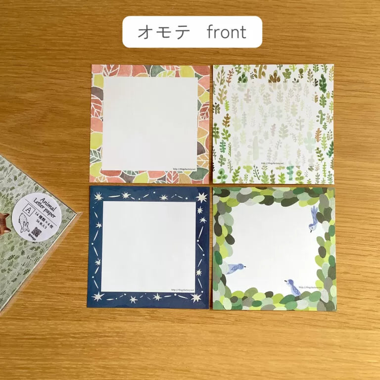 Featuring charming watercolor of a variety of animals&nbsp;from Japanese illustrator 4legs

It is a convenient size that is not too big or too small.&nbsp;Please use it&nbsp;as a communication tool for small thank you and announcements.&nbsp;There are no lines on the front side, so&nbsp;you can use it freely as&nbsp;a shop card or business card&nbsp;with stamps and stickers&nbsp;as well as memos and letters.&nbsp;It is a great gift for people who like paper.&nbsp;The gorgeous and gentle designs&nbsp;will ma