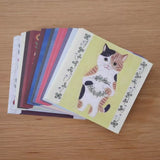 Featuring charming watercolor of cats with flowers and plants from Japanese illustrator 4legs

It is a convenient size that is not too big or too small.&nbsp;Please use it&nbsp;as a communication tool for small thank you and announcements.&nbsp;There are no lines on the front side, so&nbsp;you can use it freely as&nbsp;a shop card or business card&nbsp;with stamps and stickers&nbsp;as well as memos and letters.&nbsp;It is a great gift for people who like paper.&nbsp;The gorgeous and gentle designs&nbsp;will