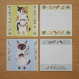 Featuring charming watercolor of cats with flowers and plants from Japanese illustrator 4legs

It is a convenient size that is not too big or too small.&nbsp;Please use it&nbsp;as a communication tool for small thank you and announcements.&nbsp;There are no lines on the front side, so&nbsp;you can use it freely as&nbsp;a shop card or business card&nbsp;with stamps and stickers&nbsp;as well as memos and letters.&nbsp;It is a great gift for people who like paper.&nbsp;The gorgeous and gentle designs&nbsp;will
