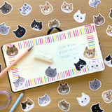 4legs Flake Stickers - Cat Face

We drew the faces of 12 different cats, each with its own unique personality, and turned them into flake stickers. Each comes in two sheets, so please use one, keep one for collection, or maybe give it to someone. Please enjoy.

It comes with a postcard-sized cat illustration paper as a bonus.

24 flake stickers (12 types, 2 sheets each)
1 bonus illustration paper