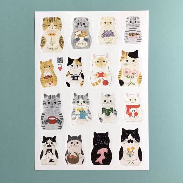 Add a touch of charm to your crafts with this adorable Cat Matryoshka sticker sheet from 4legs. Each sticker features a sweet nesting‑doll–style cat watercolor image, blending cozy folk‑art vibes with the brand’s signature cuteness.

Size: approx. 3.75in x 4.75in
Contents: 1 sheet