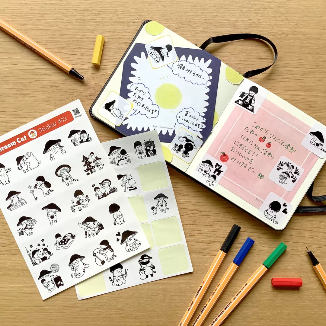 Featuring adorable illustrations inspired by the daily life of mushrooms, this sheet brings a cozy, storybook feel to all your creative projects. These sticker sheets feature 20 different designs!

Size: approx. 3.75in x 4.75in
Contents: 1 sheet