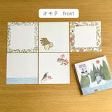 Featuring charming watercolor of wild birds and plants commonly found in Japan from Japanese illustrator 4legs

It is a convenient size that is not too big or too small.&nbsp;Please use it&nbsp;as a communication tool for small thank you and announcements.&nbsp;There are no lines on the front side, so&nbsp;you can use it freely as&nbsp;a shop card or business card&nbsp;with stamps and stickers&nbsp;as well as memos and letters.&nbsp;It is a great gift for people who like paper.&nbsp;The gorgeous and gentle 