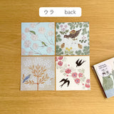 Featuring charming watercolor of wild birds and plants commonly found in Japan from Japanese illustrator 4legs

It is a convenient size that is not too big or too small.&nbsp;Please use it&nbsp;as a communication tool for small thank you and announcements.&nbsp;There are no lines on the front side, so&nbsp;you can use it freely as&nbsp;a shop card or business card&nbsp;with stamps and stickers&nbsp;as well as memos and letters.&nbsp;It is a great gift for people who like paper.&nbsp;The gorgeous and gentle 