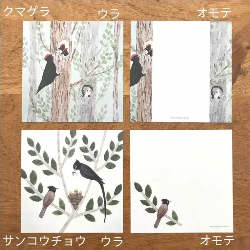 Featuring charming watercolor of wild birds and plants commonly found in Japan from Japanese illustrator 4legs

It is a convenient size that is not too big or too small.&nbsp;Please use it&nbsp;as a communication tool for small thank you and announcements.&nbsp;There are no lines on the front side, so&nbsp;you can use it freely as&nbsp;a shop card or business card&nbsp;with stamps and stickers&nbsp;as well as memos and letters.&nbsp;It is a great gift for people who like paper.&nbsp;The gorgeous and gentle 