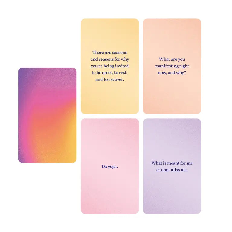 For anyone with big dreams, 52 Cards to Manifest is the perfect tool for making them happen. This deck of inspiring cards creates a path for taking desires from the intangible to the physical through a daily practice that cultivates abundance, focused intentions, and self-knowledge.

Draw one card a day for inspiration and guidance on the path to successful manifestations, or pull multiple cards to divine messages from the universe. Affirmations and advice on each card prompt introspection and provide direc