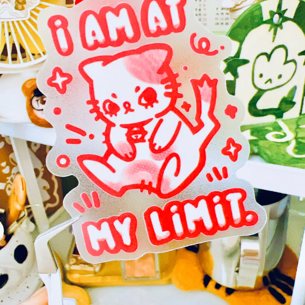 I am at My Limit Kitten Clear Vinyl Sticker