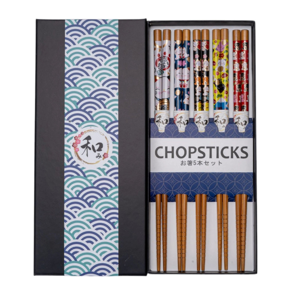 5 Piece Chopsticks Set - Lucky Cats

This set includes 5 sets of chopsticks inside a gift box.&nbsp;

Material: Bamboo&nbsp;
Size: 9"L
Origin: China
