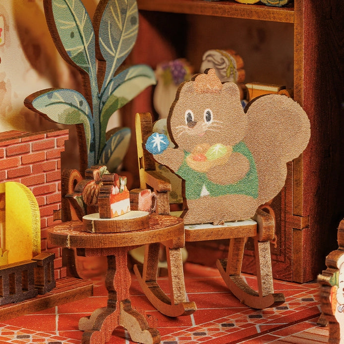 Squirrel Collector DIY Book Nook Kit with Dust Cover