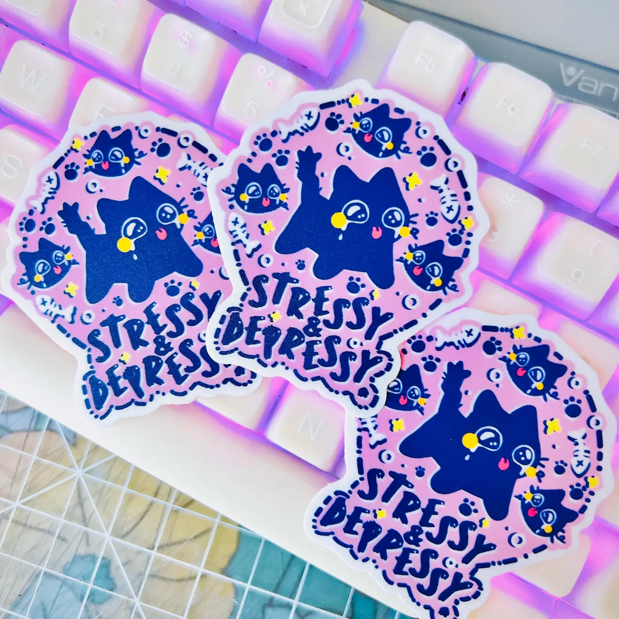 Stressy & Depressy Kitten Vinyl Sticker