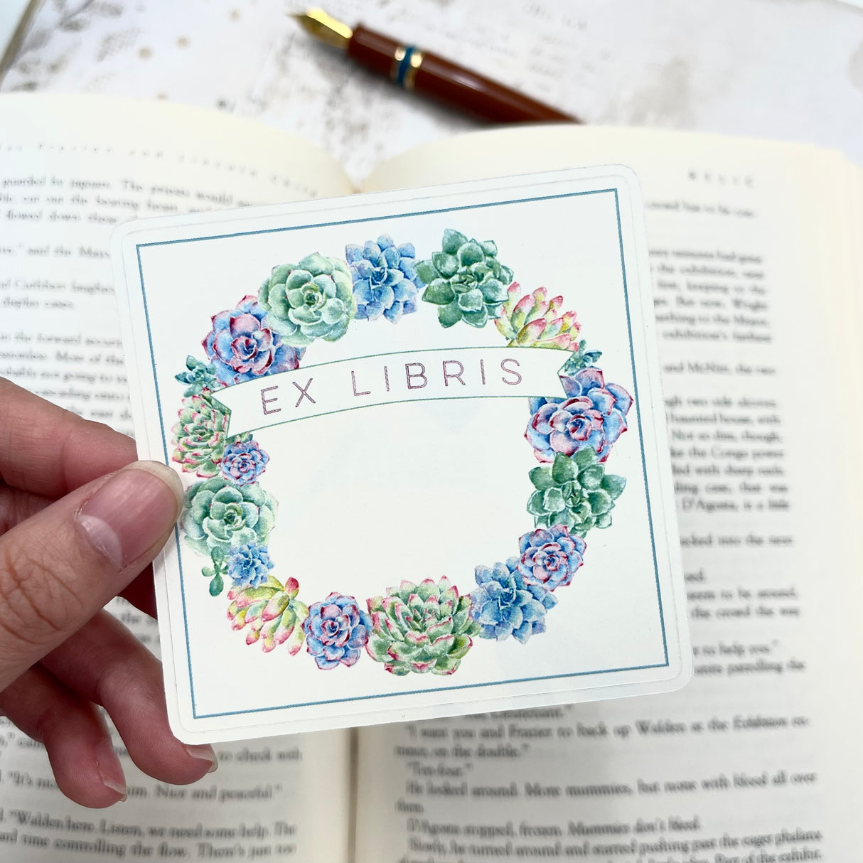 Succulent Wreath Bookplate Sticker