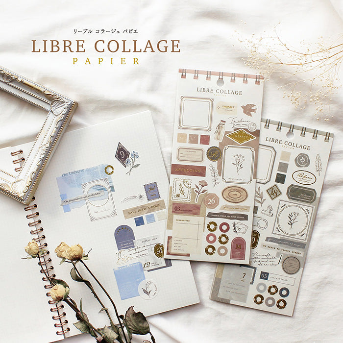 Pegatinas de papel para collage de Libre color marfil