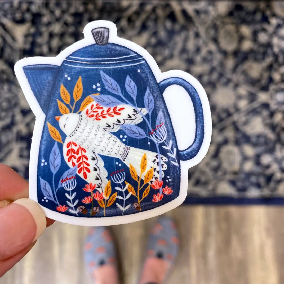 Forest & Fauna Paper Co. Vinyl Sticker - Blue Teapot