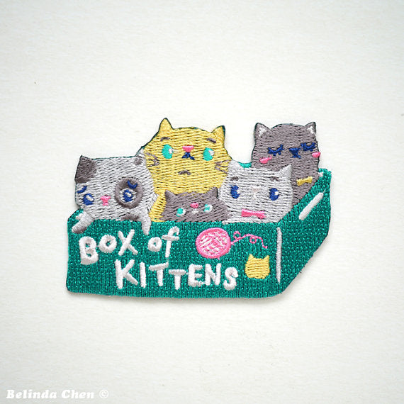 Bel’s Art World Iron-on Patch - Box of Kittens