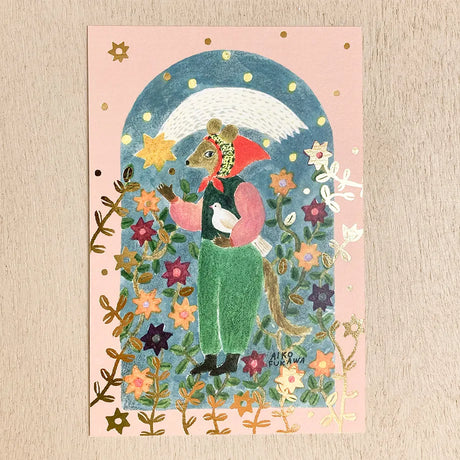 The gold foil stamping on the entire postcard shines brightly.
Full color printing is also applied to the back side.
It is also recommended to accompany gifts to loved ones or display them as an interior decoration in your room.

4 in x 6 in
Includes 1 post card