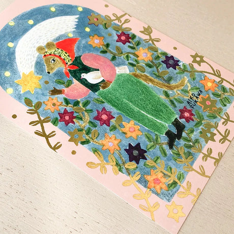 The gold foil stamping on the entire postcard shines brightly.
Full color printing is also applied to the back side.
It is also recommended to accompany gifts to loved ones or display them as an interior decoration in your room.

4 in x 6 in
Includes 1 post card
