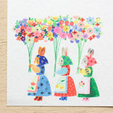 Animals dressed in fashionable clothes and cute flowers are drawn in a one-stroke note by illustrator Aiko Fukawa. Since it uses fluorescent ink, the bright color is cute. Use it to write a small letter or thank you.

It comes in a set of 4 patterns, so you can use it according to your mood and the person you are sending it to.
It is made of Mino washi paper with a pleasant rough texture, and you can also enjoy the unique writing comfort of washi paper.



Mino washi paper&nbsp;
4 patterns, 5 sheets each&nb