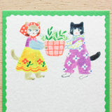 Animals dressed in fashionable clothes and cute flowers are drawn in a one-stroke note by illustrator Aiko Fukawa. Since it uses fluorescent ink, the bright color is cute. Use it to write a small letter or thank you.

It comes in a set of 4 patterns, so you can use it according to your mood and the person you are sending it to.
It is made of Mino washi paper with a pleasant rough texture, and you can also enjoy the unique writing comfort of washi paper.



Mino washi paper&nbsp;
4 patterns, 5 sheets each&nb