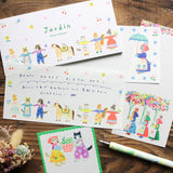 Animals dressed in fashionable clothes and cute flowers are drawn in a one-stroke note by illustrator Aiko Fukawa. Since it uses fluorescent ink, the bright color is cute. Use it to write a small letter or thank you.

It comes in a set of 4 patterns, so you can use it according to your mood and the person you are sending it to.
It is made of Mino washi paper with a pleasant rough texture, and you can also enjoy the unique writing comfort of washi paper.



Mino washi paper&nbsp;
4 patterns, 5 sheets each&nb