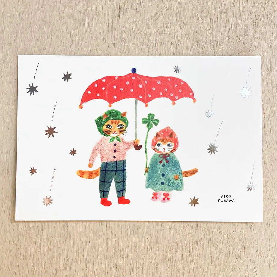 The gold foil stamping on the entire postcard shines brightly.
Full color printing is also applied to the back side.
It is also recommended to accompany gifts to loved ones or display them as an interior decoration in your room.

4 in x 6 in
Includes 1 post card