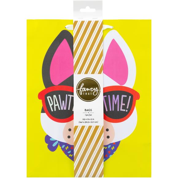 American Crafts Pawty Time Gift Bag with Ribbon Handle