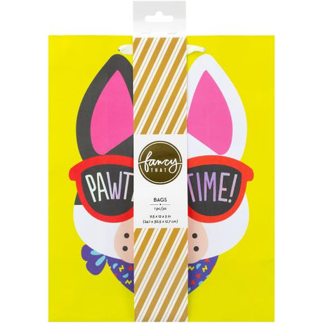 American Crafts Pawty Time Gift Bag with Ribbon Handle