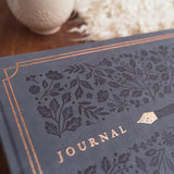 Introducing the&nbsp;Heirloom&nbsp;notebook.&nbsp;This&nbsp;Letter Sized&nbsp;notebook is truly special,&nbsp;featuring a unique full cover design. The&nbsp;intricate foliage pattern and fountain pen is&nbsp;debossed&nbsp;on a&nbsp;suede-like blue vegan leather cover,&nbsp;finished with&nbsp;a vintage&nbsp;rose gold stamping.


This notebook comes with the choice of&nbsp;Dot Grid&nbsp;or&nbsp;Lined&nbsp;pages, and is the perfect journal for a special occasion. From a memory keeping scrapbook to wedding gues