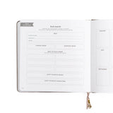 A dreamy Reading Journal in gentle lilac vegan leather, inspired by classic library bindings. Subtle geometric embossing frames a delicate open-book motif, creating a clean, elegant design that appeals to book lovers, writers, and everyday creatives.