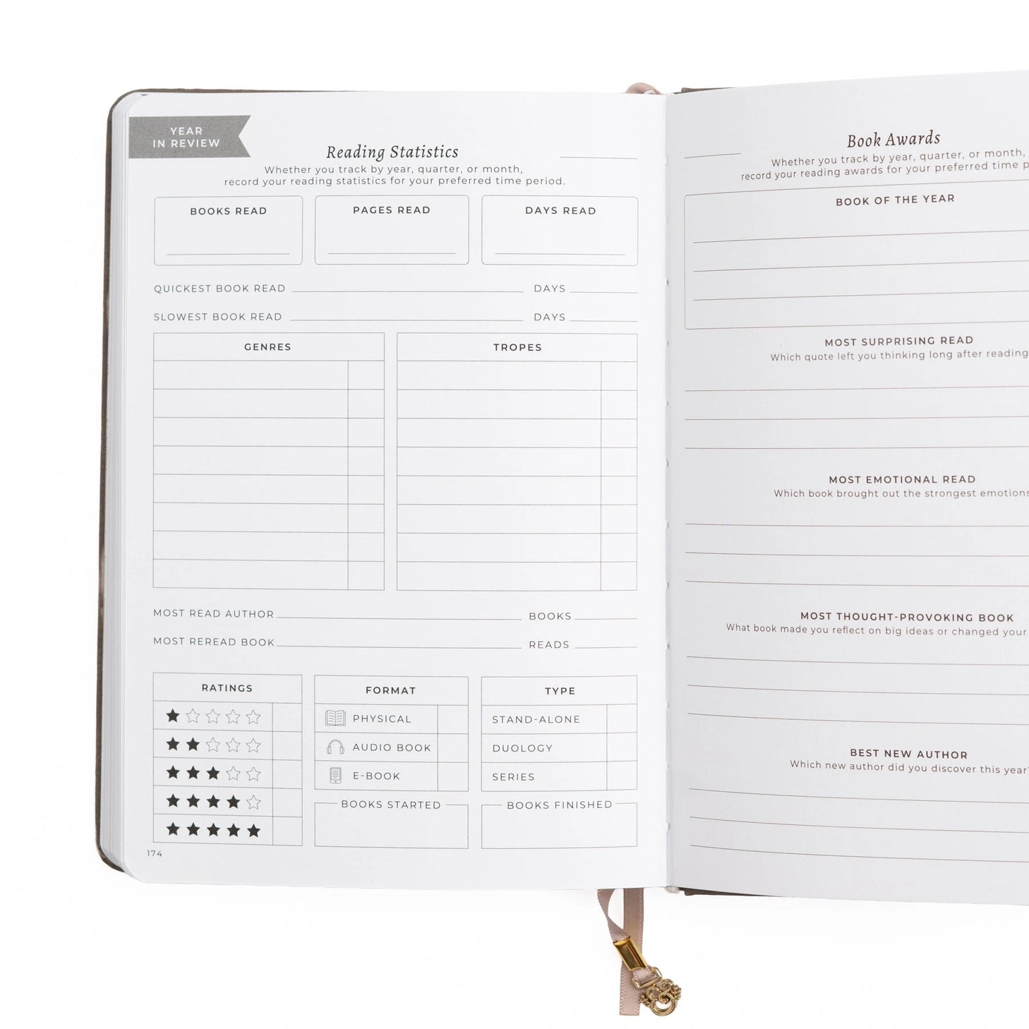 A dreamy Reading Journal in gentle lilac vegan leather, inspired by classic library bindings. Subtle geometric embossing frames a delicate open-book motif, creating a clean, elegant design that appeals to book lovers, writers, and everyday creatives.