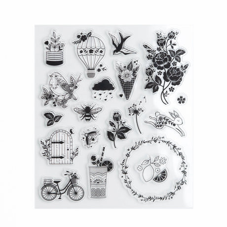 Bring together some of Archer &amp; Olive’s most-loved designs with the Favorite Icons Stamp Set.

This curated collection features a charming mix of icons from past stamp collections including florals, bees, birds, bicycles, hot air balloons, woodland creatures, and more making it perfect for adding whimsical accents, decorative borders, and creative details to your journal, planner, cards, and paper crafts.