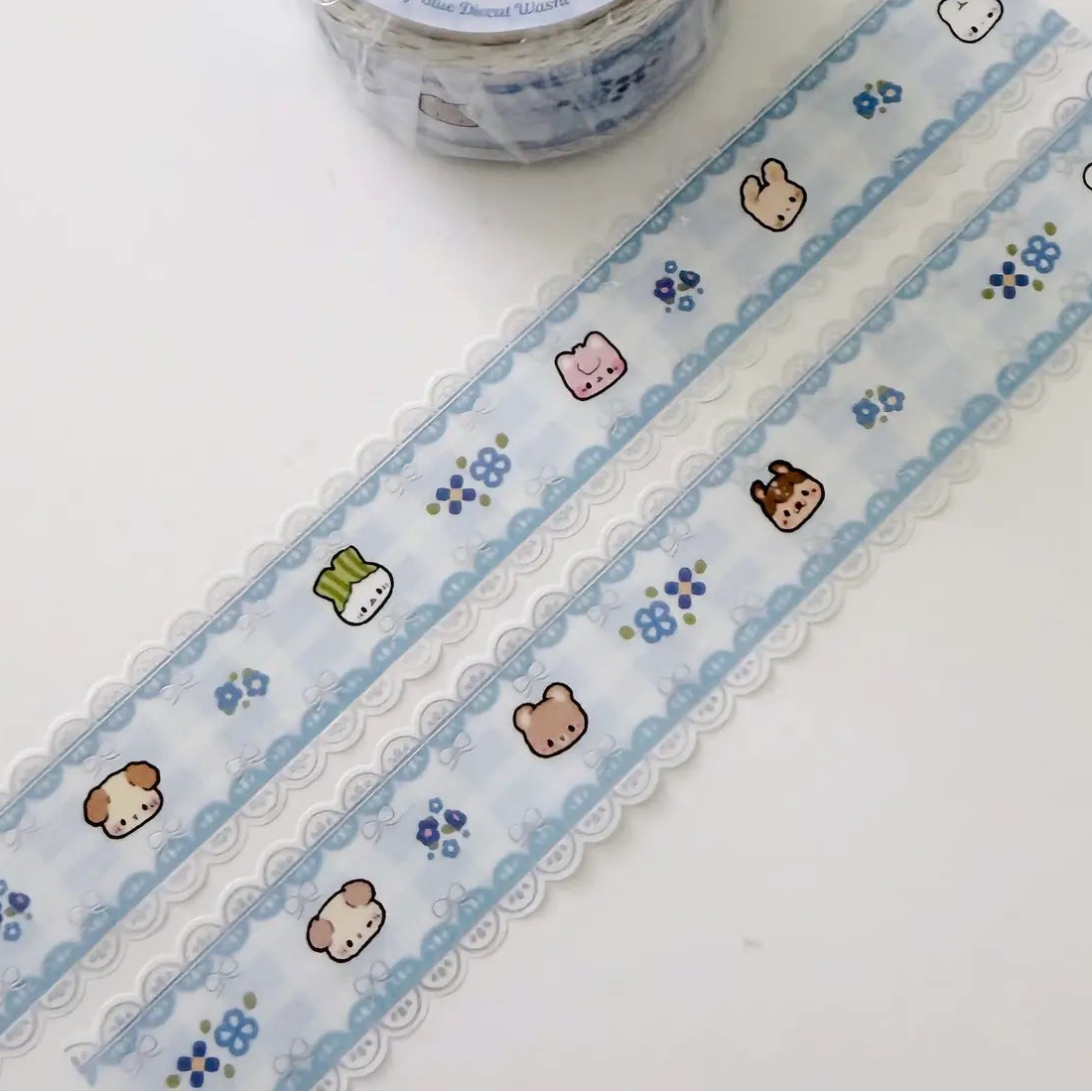 Add a delicate touch to your journal spreads with this Blue Lace Diecut Foil Washi Tape! Featuring soft pink lace-inspired details and shimmering foil accents, this tape is perfect for decorating planners, scrapbooks, happy mail, and cozy stationery setups. The elegant diecut design makes it a charming collectible for stationery lovers and washi tape collectors alike.

Product details:

20 mm x 5 m