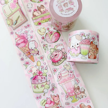 Decorate your journal spreads with this adorable kisscut sticker roll featuring a sparkling glitter texture lamination for an extra magical touch! Perfect for planners, scrapbooking, happy mail, and cozy stationery setups.

Product details:

50mm x 5m (repeat is 800mm)
Vinyl Matte with glitter sand lamination