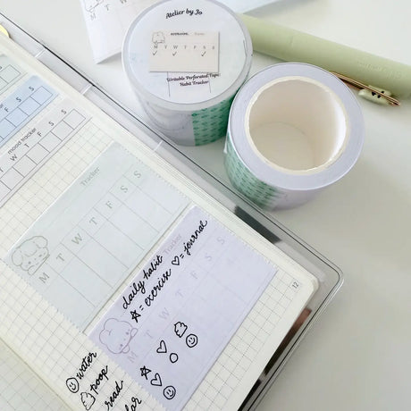 Stay organized with this minimalist Weekly Tracker Memo Tape designed for planners, journaling, and everyday productivity. Featuring a clean and functional weekly layout, this perforated memo tape is perfect for Hobonichi Weeks, planners, bullet journals, and notebooks.

The simple design makes it easy to match with any planner aesthetic while helping you keep track of tasks, habits, schedules, and weekly goals with ease.

˚ʚ♡ɞ˚ Product Specifications:
☆ Size: 40mm x 5m
☆ Perforated for easy tearing
☆ Weekl