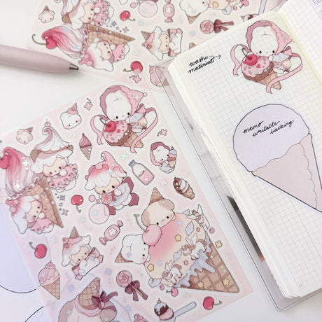Atelier by Jo Large Washi Sticker Sheet - Milky Ice Cream

Introducing larger stickers to be the center of focus in your journal spreads! These detailed, illustrated stickers will add a cozy flair to any journal.