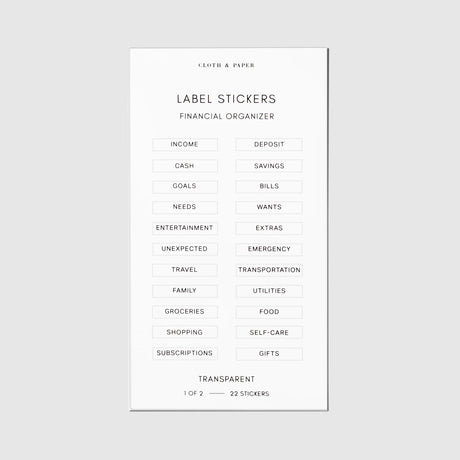 Cloth & Paper - Clear Label Stickers | Financial