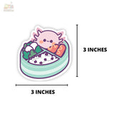 Pegatina de vinilo para caja bento con forma de ajolote