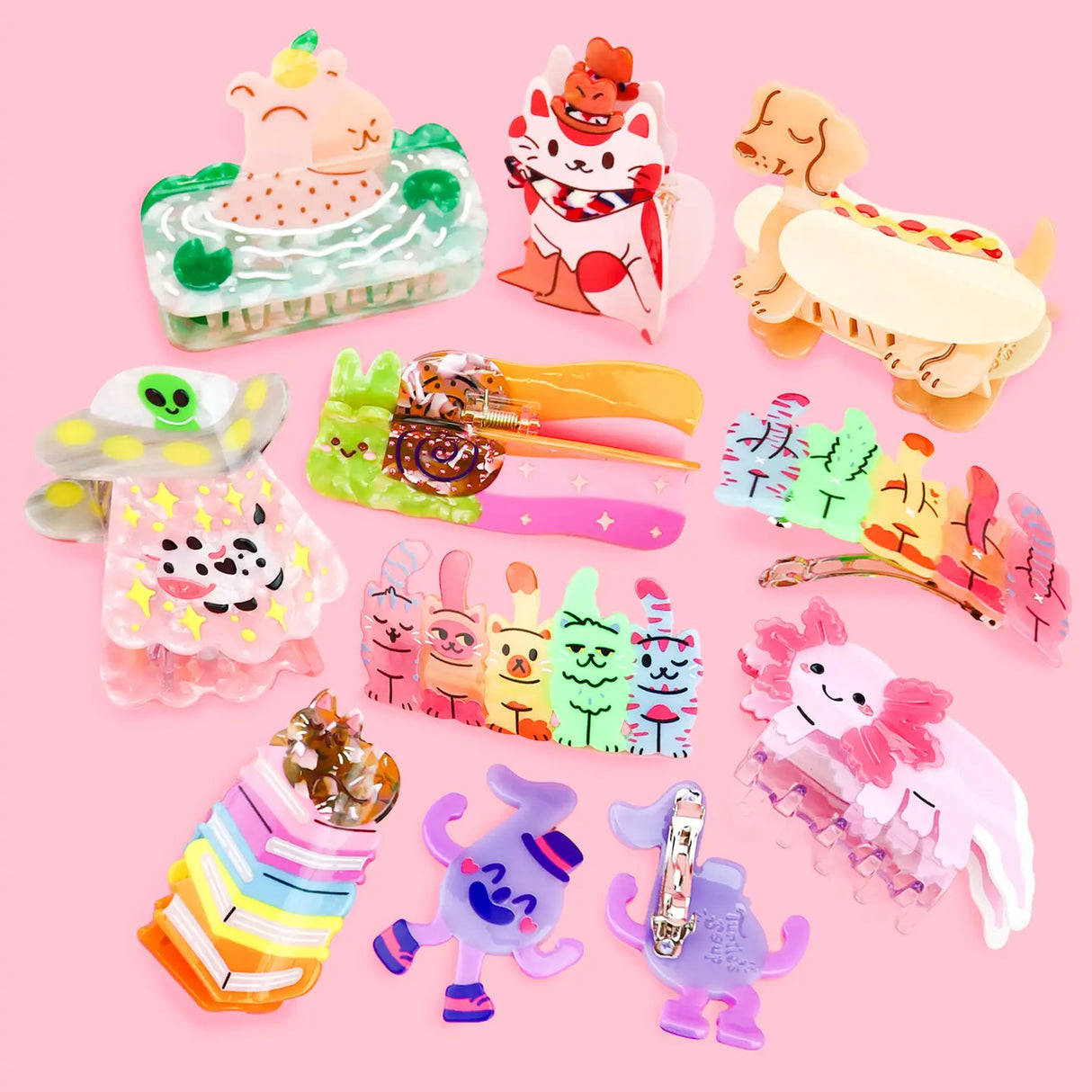 Axolotl Hair Claw' Hair Accessory by Turtle's Soup.

Includes one (1) hair claw
Claw is roughly 3"
3D, engraved, printed, and painted details
High quality acetate material, stronger than standard hair clips
Themed packaging