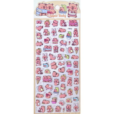 Bring irresistible cuteness to your journal, planner, or craft projects with the Capybara Puffy Sticker Sheet – Vol. 6 from BC Mini. These soft, squishy puffy stickers feature charming capybara characters in playful poses, perfect for adding a cheerful pop of personality to any page.

Puffy sticker sheet
Includes 1 sticker sheet